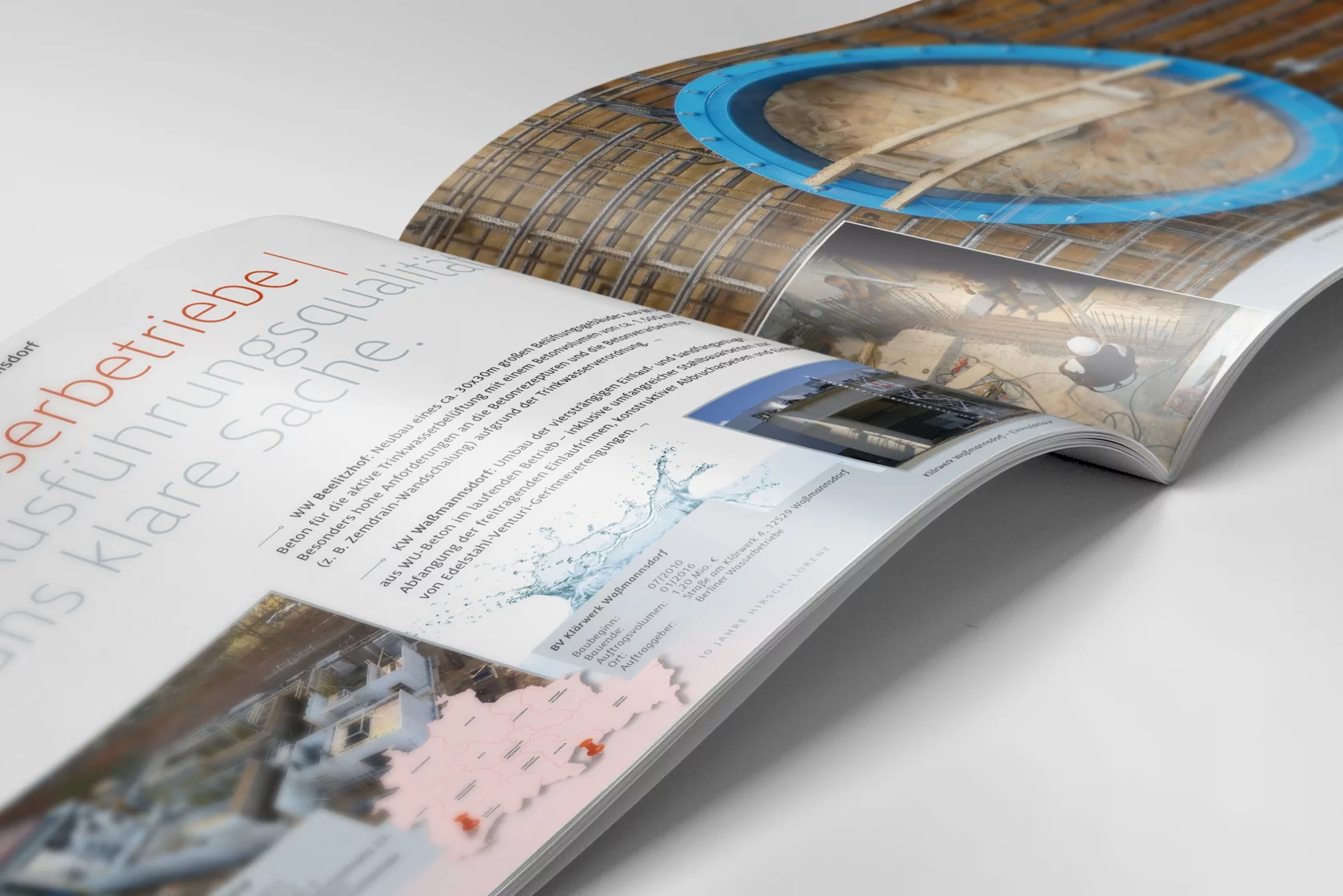 Baugewerbe Grafik Berlin Imagebroschüre Ingenieurbau Hirsch + Lorenz