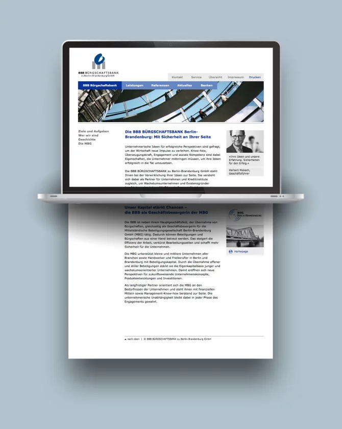 Webdesign Bürgschaftsbank Berlin