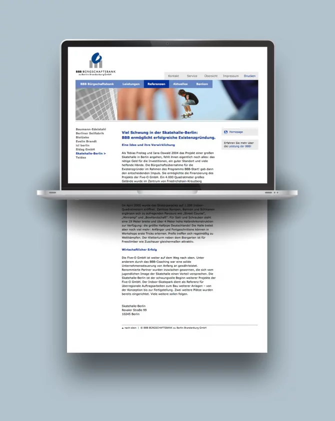 Bürgschaftsbank Berlin responsive Webdesign