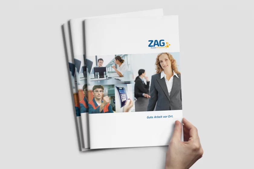 Grafikdesign Zeitarbeit Imagebroschüre ZAG